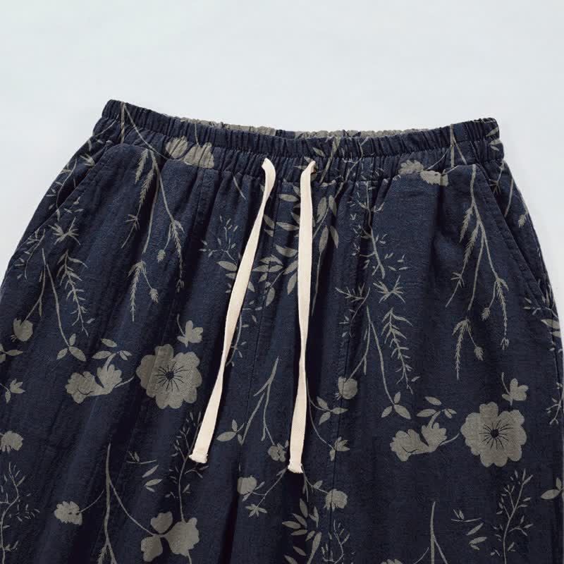 Ownkoti Navy Blue Wildflower Cotton Gauge Lounge Pants - image 2