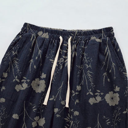 Ownkoti Navy Blue Wildflower Cotton Gauge Lounge Pants - image 2