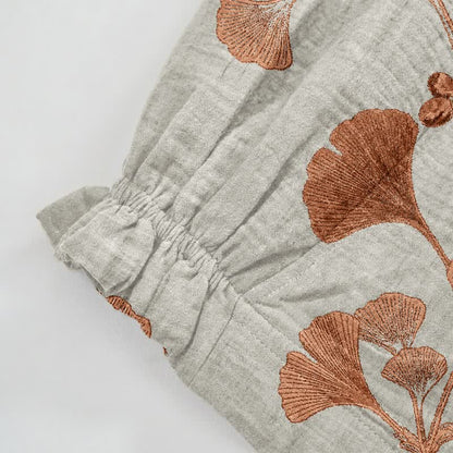 Ownkoti Beige Base Rust Ginkgo Leaf Pattern Cotton Lounge Pants - image 4