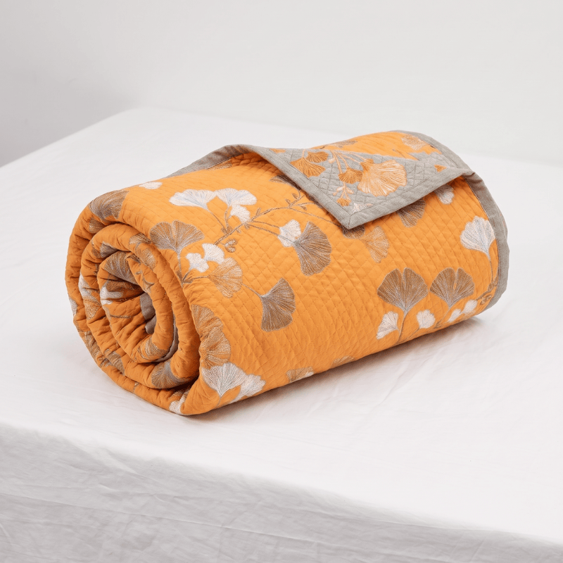Ownkoti Reversible Ginkgo Botanical Quilted Blanket - image 7