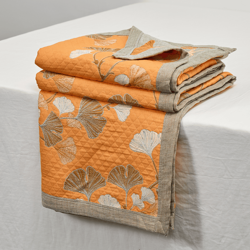 Ownkoti Reversible Ginkgo Botanical Quilted Blanket - image 6