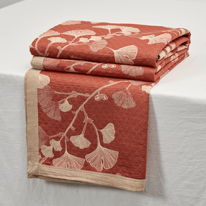 Ownkoti Red Ginkgo Leaf Pattern Cotton Blanket - image 1