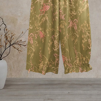 Ownkoti Retro Olive Green Bamboo Lounge Pants - image 1