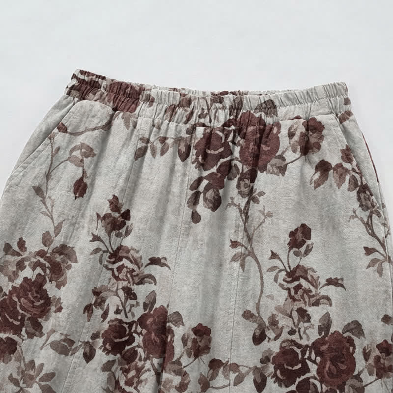 Ownkoti Vintage Light Gray Rose Loose Lounge Pants - image 2