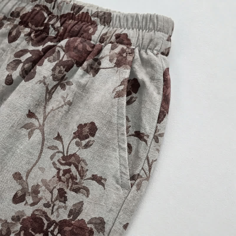 Ownkoti Vintage Light Gray Rose Loose Lounge Pants - image 3