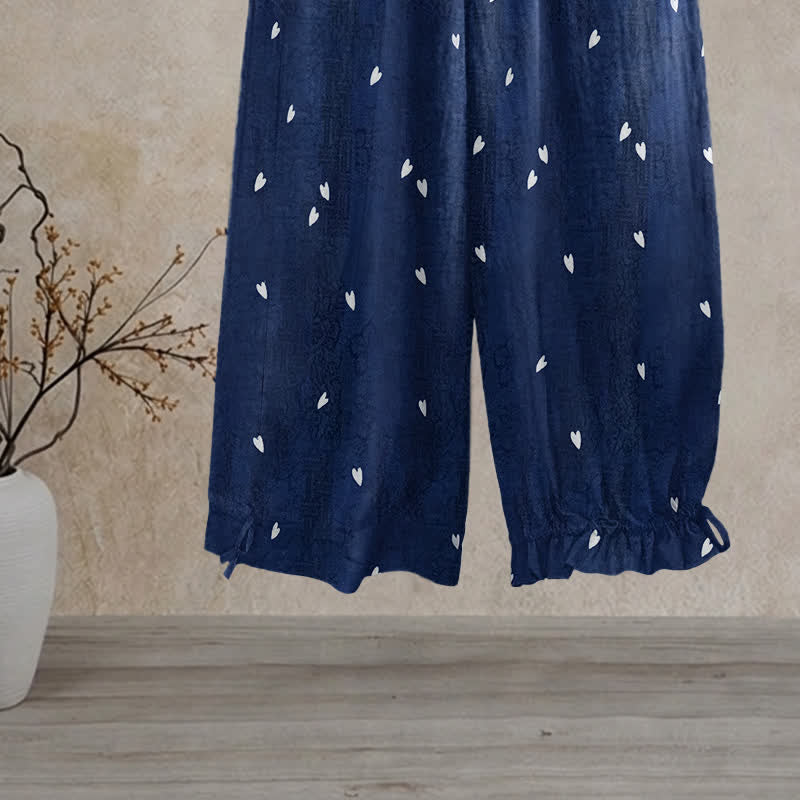 Ownkoti Whimsical Navy Blue Heart‑Print Lounge Pants - image 1
