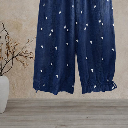Ownkoti Whimsical Navy Blue Heart‑Print Lounge Pants - image 1