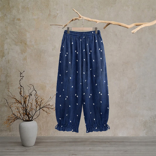 Ownkoti Whimsical Navy Blue Heart‑Print Lounge Pants - XL - image 0