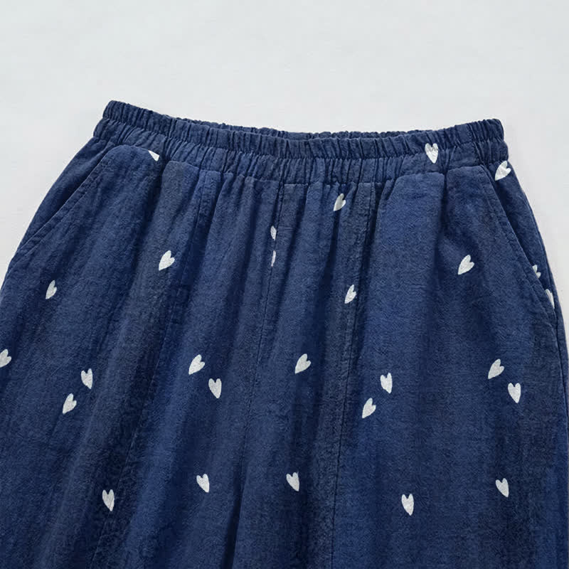 Ownkoti Whimsical Navy Blue Heart‑Print Lounge Pants - image 2