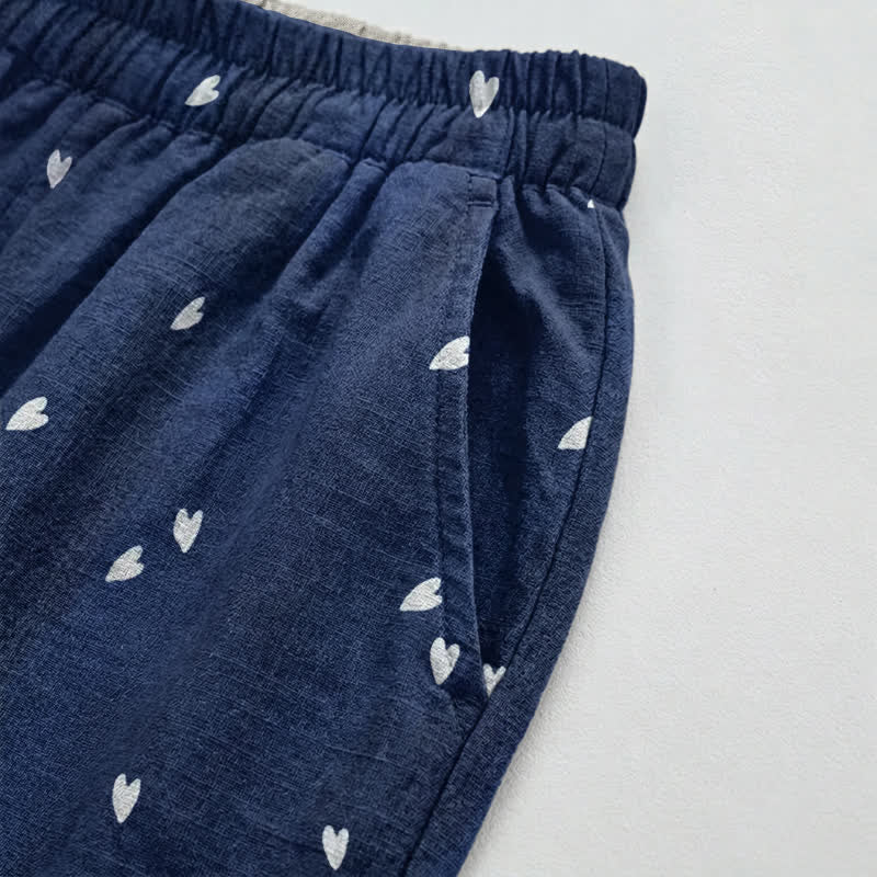 Ownkoti Whimsical Navy Blue Heart‑Print Lounge Pants - image 3