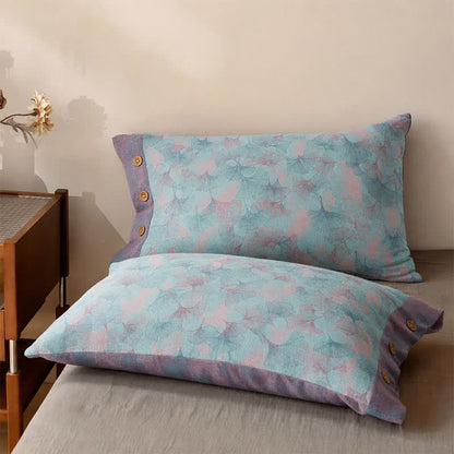 Ownkoti Muted Vintage Ginkgo Leaf Cotton Bedding Set - Blue - 2PCS Pillowcases - 40" x 20" - image 4