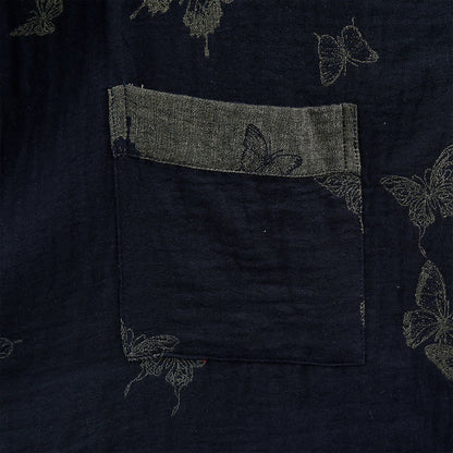 Ownkoti Navy Butterfly Cotton Double Gauze Kimono Robe - image 5