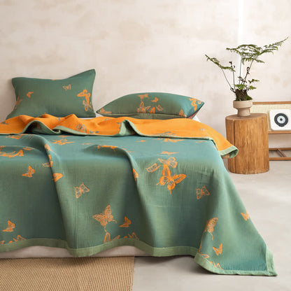 Ownkoti Elegant Butterfly Print Cotton Quilt - Green & Yellow - Quilt with 2PCS Pillowcases - Cal King - image 0