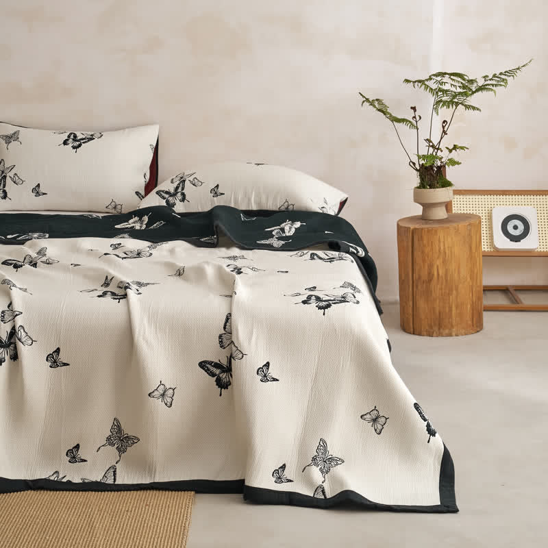 Ownkoti Monochrome Butterfly Cotton Gauze Quilts - White - 2PCS Pillowcases - 20" x 36" - image 6