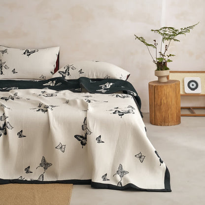 Ownkoti Monochrome Butterfly Cotton Gauze Quilts - White - 2PCS Pillowcases - 20" x 36" - image 6