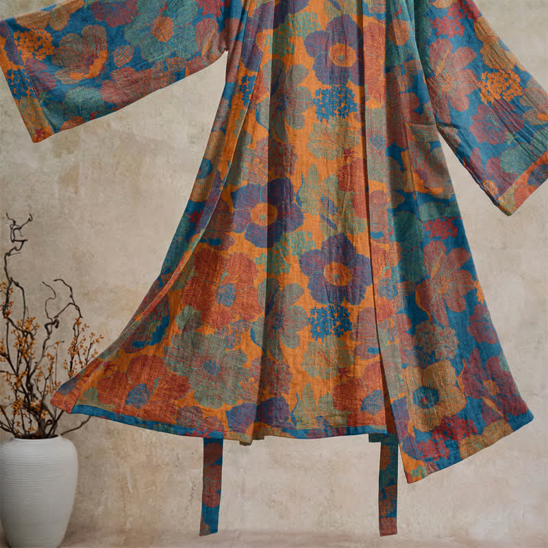 Ownkoti Vintage Flower Cotton Kimono Robe - image 8