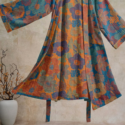 Ownkoti Vintage Flower Cotton Kimono Robe - image 8