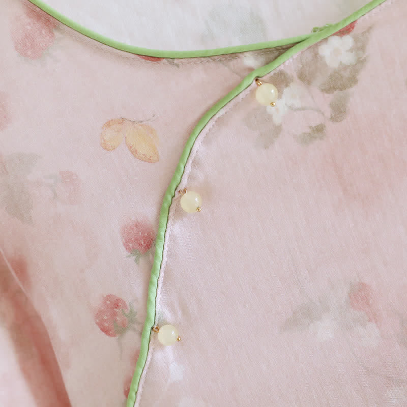 Ownkoti Pink Strawberry Cotton Lounge Nightgown - image 2