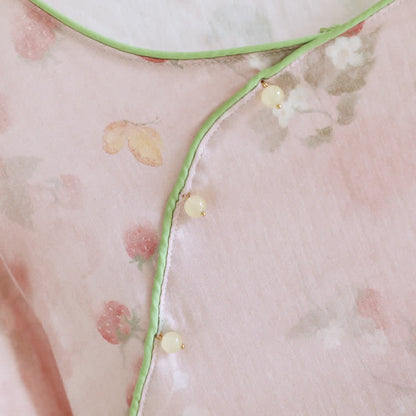 Ownkoti Pink Strawberry Cotton Lounge Nightgown - image 2
