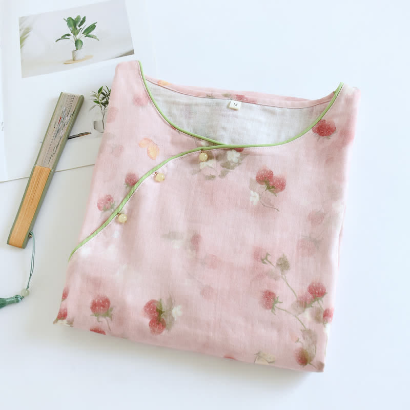 Ownkoti Pink Strawberry Cotton Lounge Nightgown - image 1