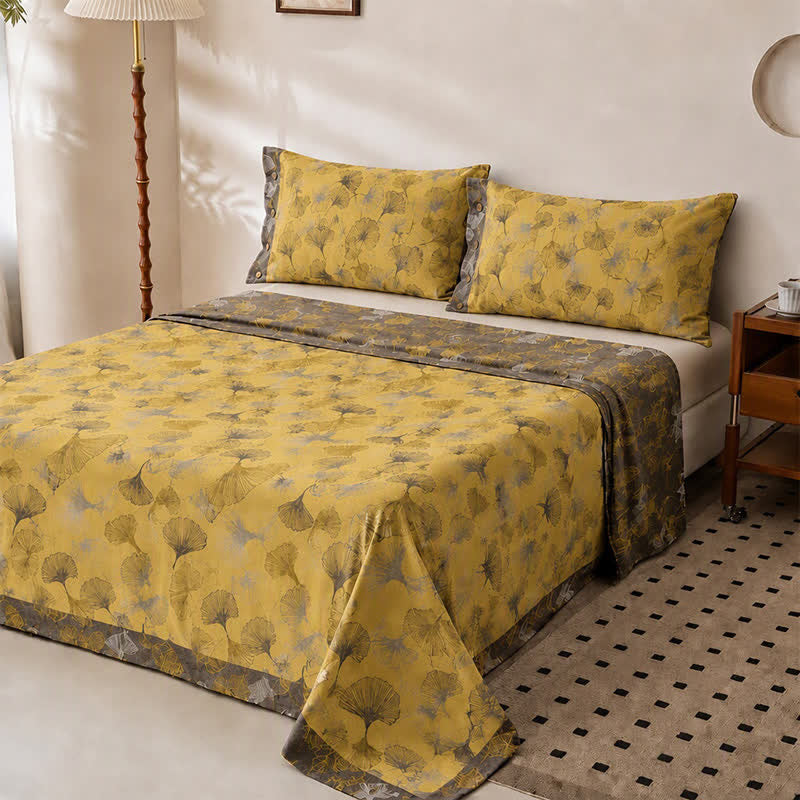 Ownkoti Golden Ginkgo Leaf Cotton Bedding Set - image 2
