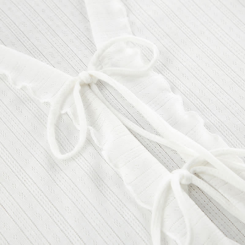 Ownkoti White Ruffle Cotton Loungewear Set - image 6