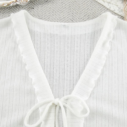 Ownkoti White Ruffle Cotton Loungewear Set - image 5