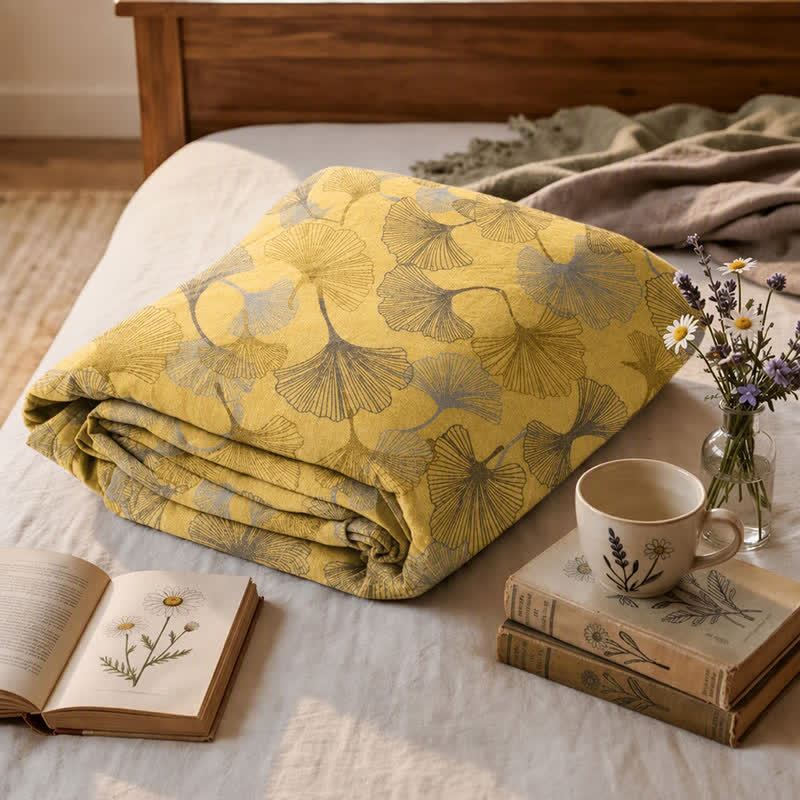 Ownkoti Golden Ginkgo Cotton Gauge Blanket - image 1