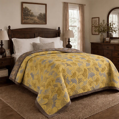Ownkoti Golden Ginkgo Cotton Gauge Blanket - image 5
