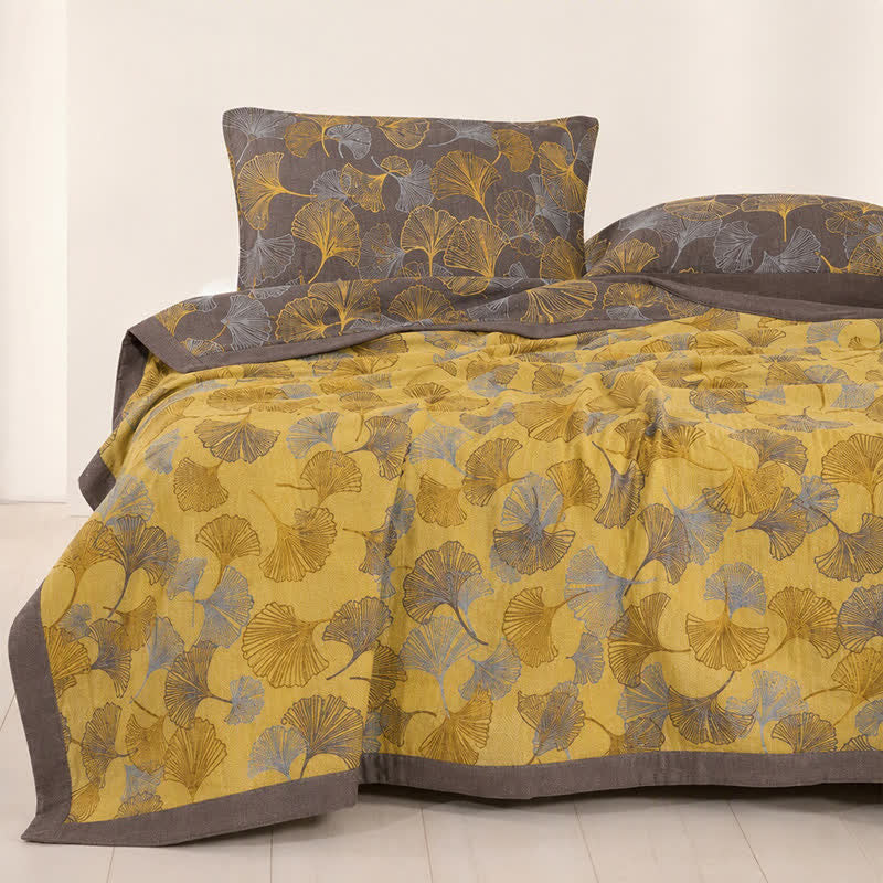 Ownkoti Golden Ginkgo Cotton Gauge Blanket - image 3