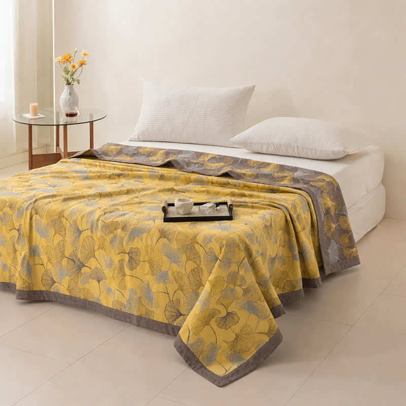 Ownkoti Golden Ginkgo Cotton Gauge Blanket - image 4