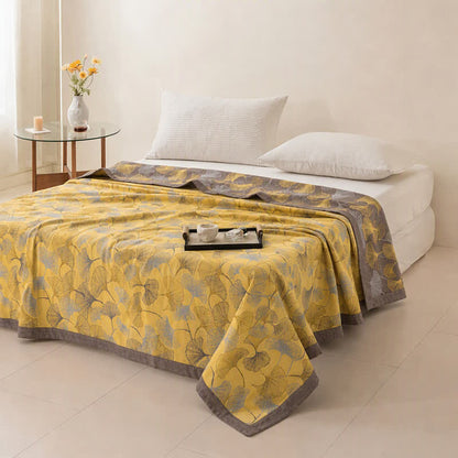 Ownkoti Golden Ginkgo Cotton Gauge Blanket - image 4