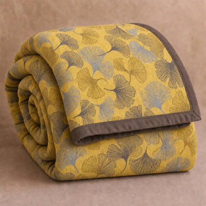 Ownkoti Golden Ginkgo Cotton Gauge Blanket - Yellow - 90" x 92" - image 0