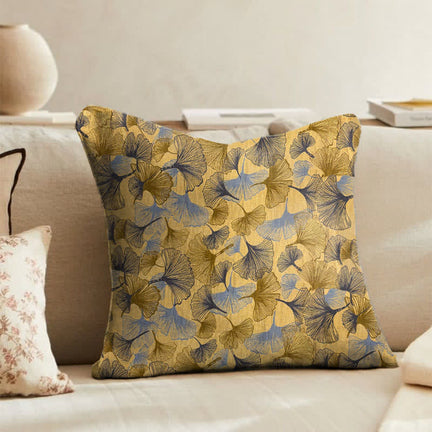 Ownkoti Golden Ginkgo Leaf Cotton Gauze Pillow - 18" x 18" - Cover Only - image 0