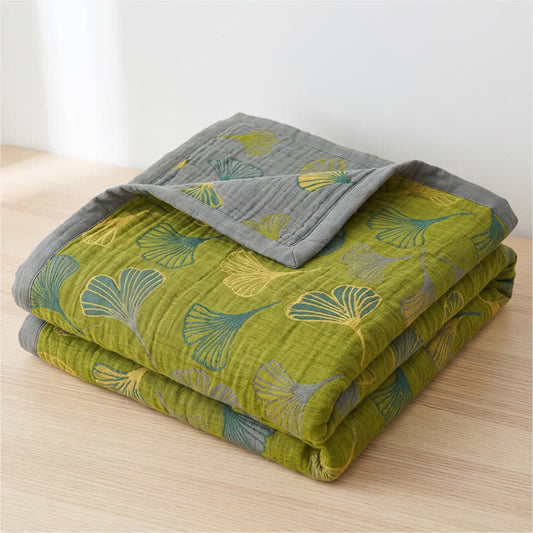 Ownkoti Vintage Green Ginkgo Leaf Cotton Bedspread Set - Green - Bedspread - King - image 0