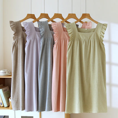 Ownkoti Cotton Square Neck Ruffle Lounge Dress - image 0