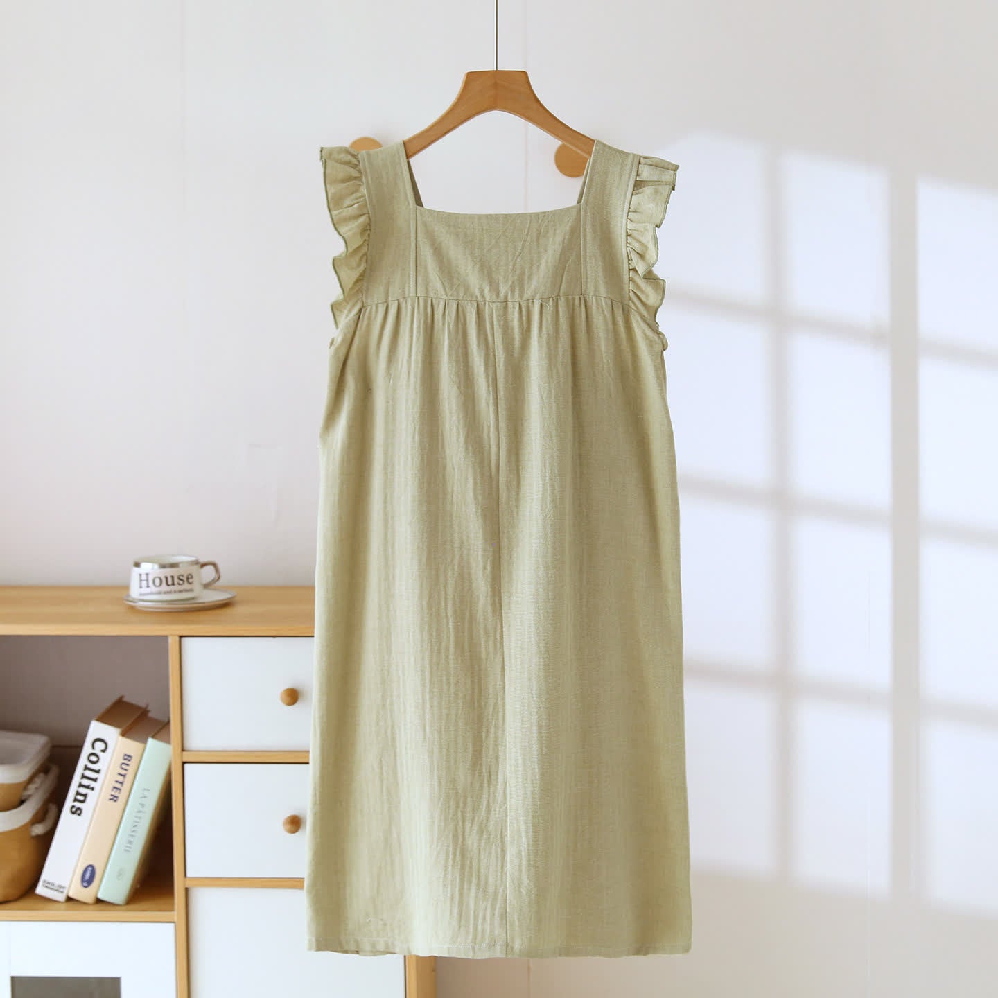 Ownkoti Cotton Square Neck Ruffle Lounge Dress - image 4