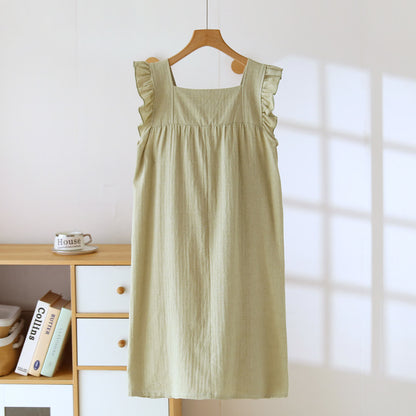 Ownkoti Cotton Square Neck Ruffle Lounge Dress - image 4