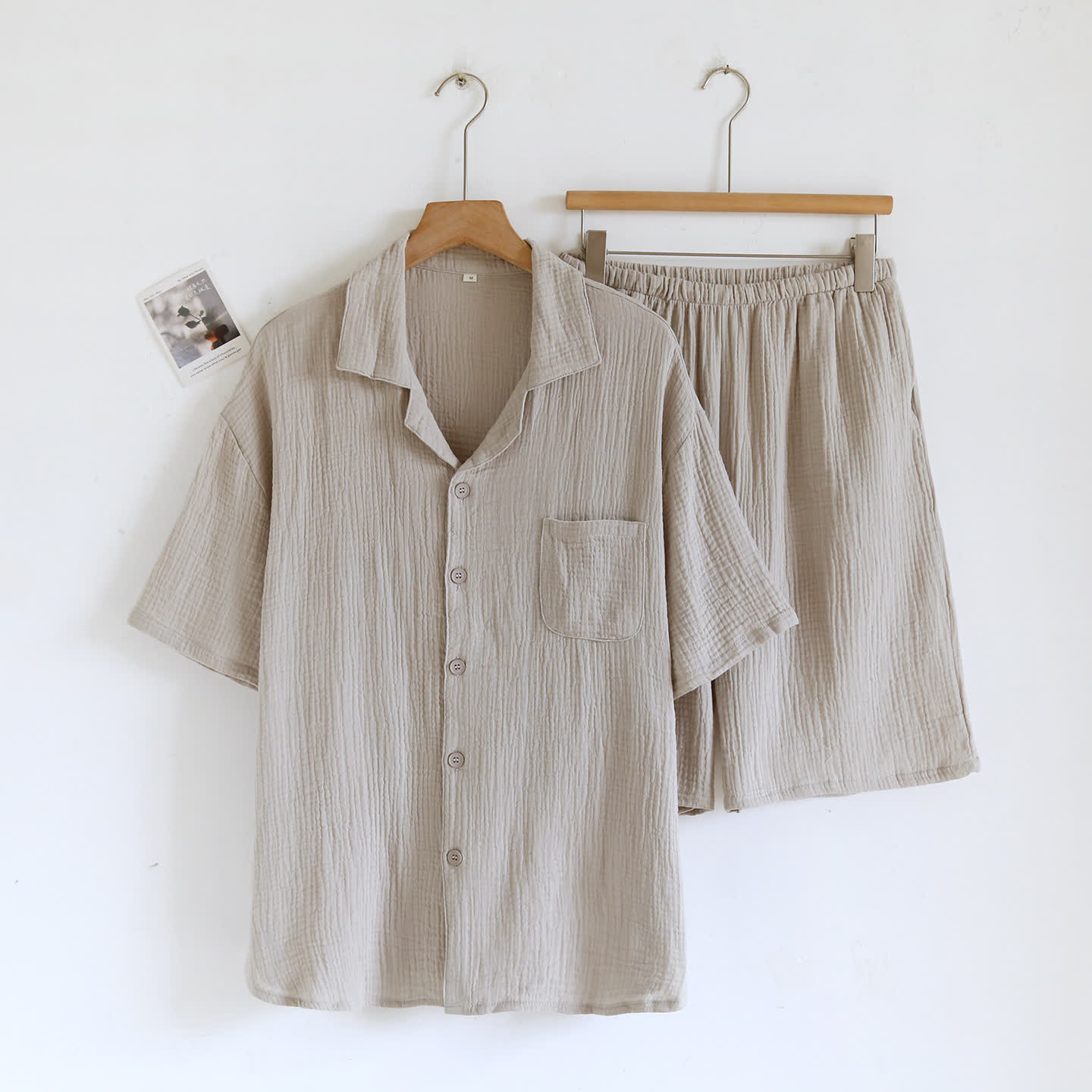 Ownkoti Cotton Gauze Button Front Loungewear Set - Gray - Men XL - image 2