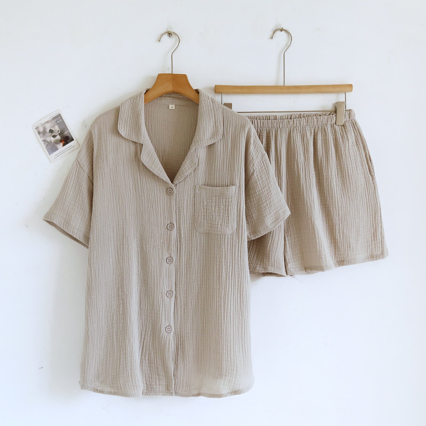 Ownkoti Cotton Gauze Button Front Loungewear Set - Gray - Women XL - image 1