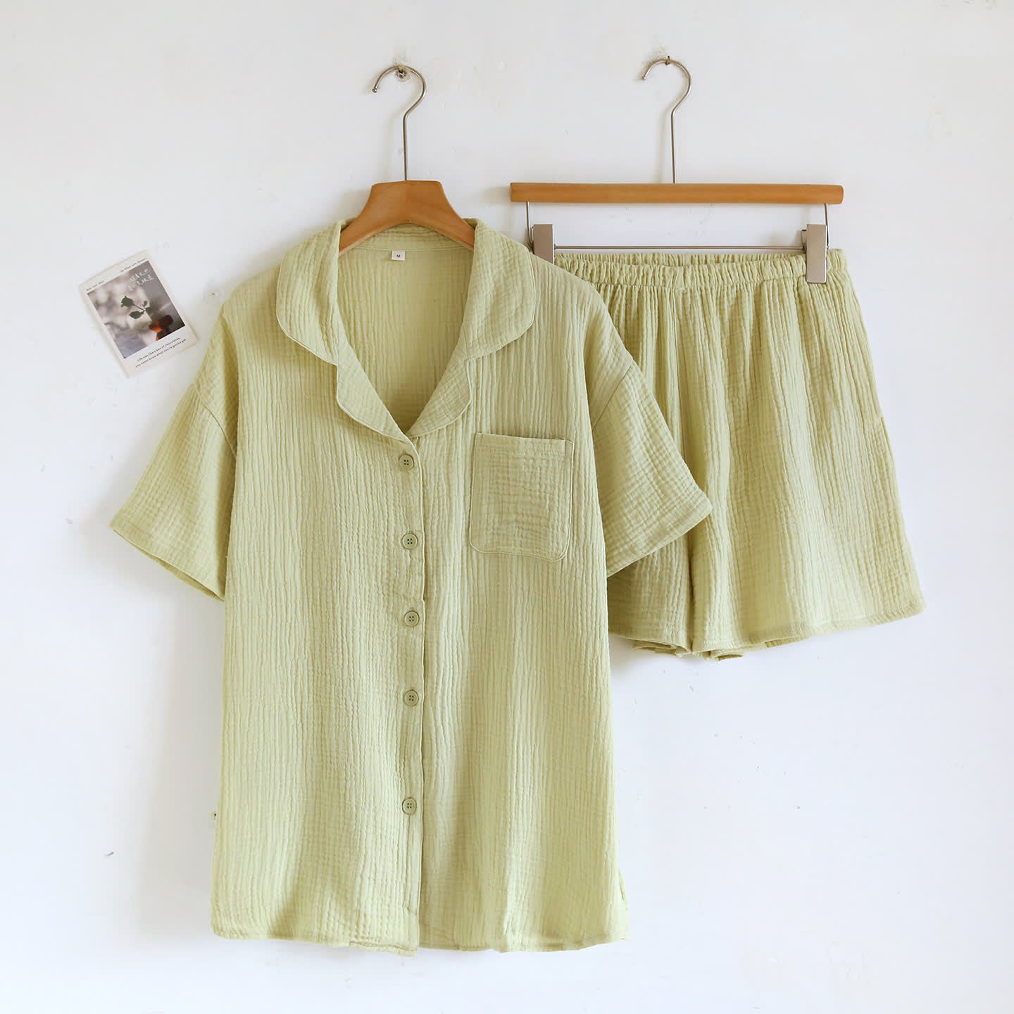Ownkoti Cotton Gauze Button Front Loungewear Set - Matcha Green - Women XL - image 10