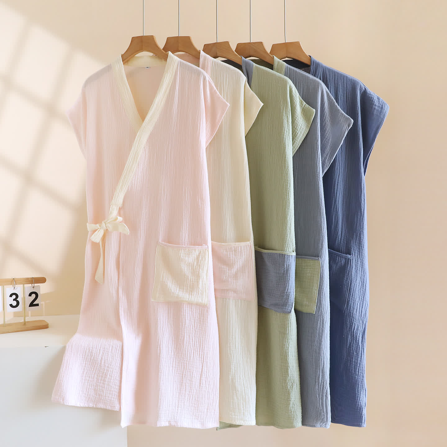 Ownkoti Minimalist Cotton Kimono Wrap Homewear Robe - image 0