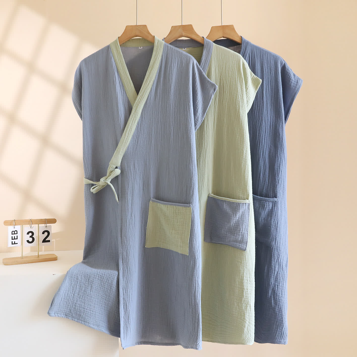 Ownkoti Minimalist Cotton Kimono Wrap Homewear Robe - image 1