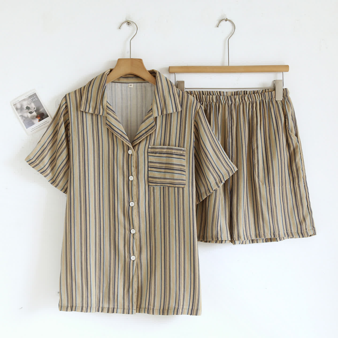 Ownkoti Vintage Striped Cotton Loungewear Set - Beige - XL - image 0