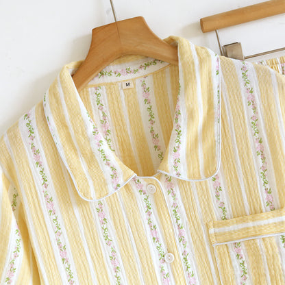 Ownkoti Floral Stripe Button Front Loungewear Set - image 2