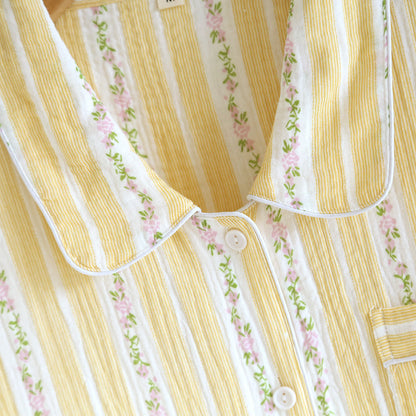 Ownkoti Floral Stripe Button Front Loungewear Set - image 4