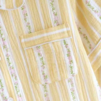 Ownkoti Floral Stripe Button Front Loungewear Set - image 5