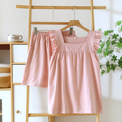 Ownkoti Breezy Ruffle Trim Cotton Lounge Set - Pink - XL - image 2