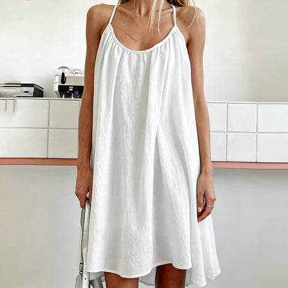 Ownkoti Minimal Sleeveless Resort Lounge Dress - White - L - image 3