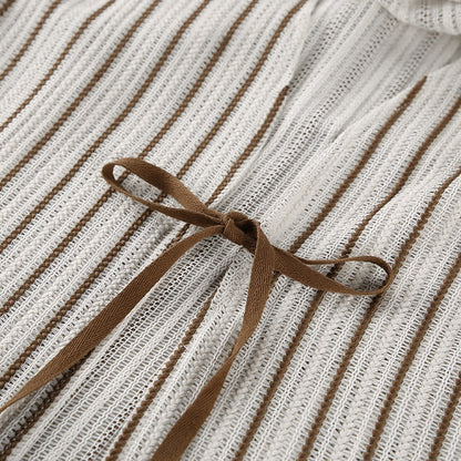 Ownkoti Effortless Stripe Cotton Wrap Resort Loungewear Set - image 6